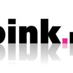Pink.rs logo featuring black lettering, a pink square and a reflection effect on a white background.