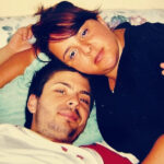 Macedonian singer Toše Proeski pictured with his sister Dora Proeska in a family photograph.