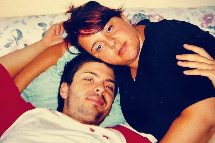 Macedonian singer Toše Proeski pictured with his sister Dora Proeska in a family photograph.