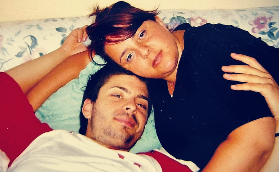 Macedonian singer Toše Proeski pictured with his sister Dora Proeska in a family photograph.