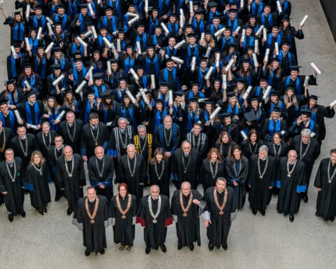University of Zagreb graduates and academic representatives at a graduation ceremony in Croatia