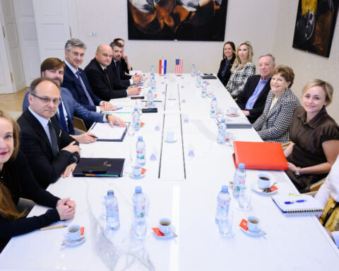 Croatian Prime Minister Andrej Plenković meets US Senators Jeanne Shaheen and Dick Durbin in Zagreb.