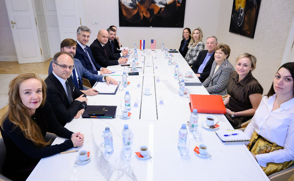 Croatian Prime Minister Andrej Plenković meets US Senators Jeanne Shaheen and Dick Durbin in Zagreb.