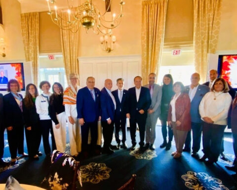 John Televantos and his family with Cyprus Children's Fund representatives at the 2026 award ceremony in New Jersey.
