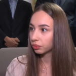 Iva Mihaylova speaking during a televised interview.
