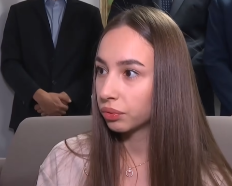 Iva Mihaylova speaking during a televised interview.