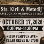 Wild West-themed event poster for Tricky Tray 2026 at Sts. Kiril and Metodij Macedonian Orthodox Church in Cedar Grove, New Jersey.