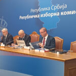 Officials of Serbia's Republic Electoral Commission attending an official commission meeting