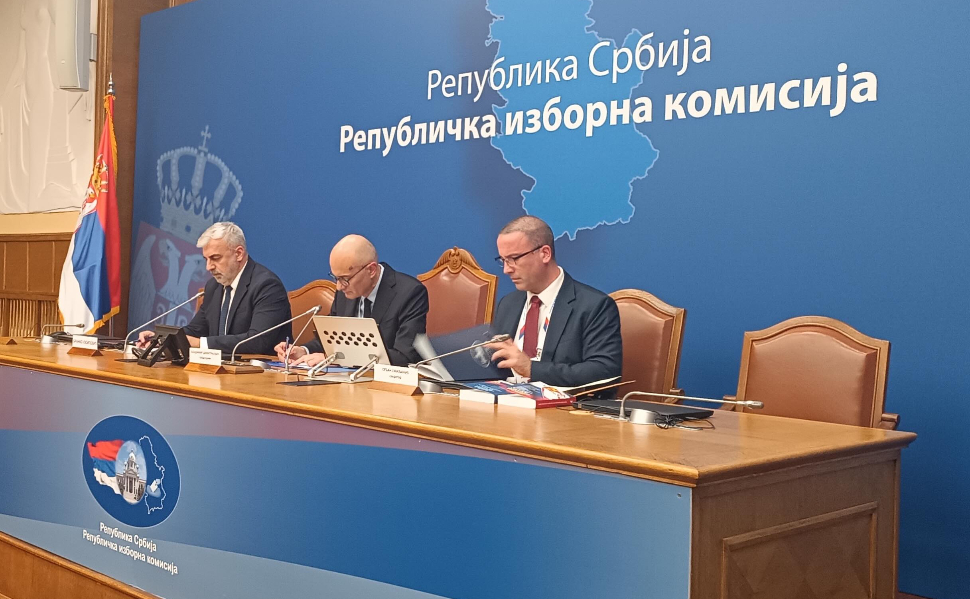 Officials of Serbia's Republic Electoral Commission attending an official commission meeting