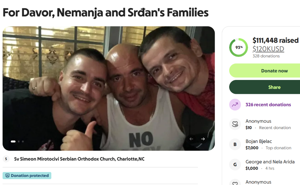 GoFundMe fundraising campaign supporting three families affected by a deadly traffic accident in Charlotte, North Carolina.