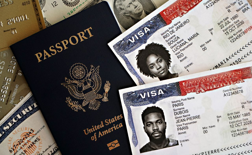 US passport and visa documents illustrating American immigration and work permit policies US passport and visa documents illustrating American immigration and work permit policies