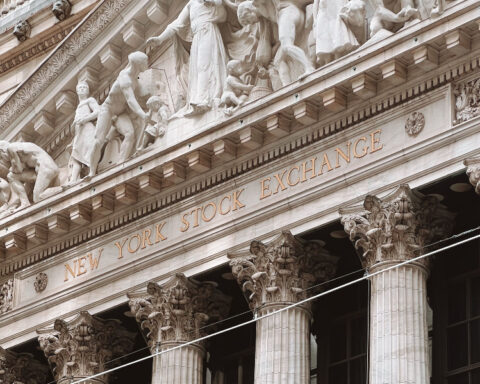 New York Stock Exchange building on Wall Street in New York City.