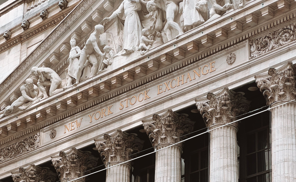 New York Stock Exchange building on Wall Street in New York City.